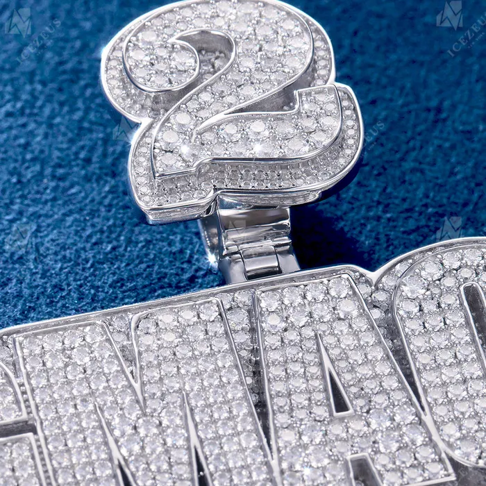 Custom Iced Out Number Bail Baguette Letter Pendant IceZeusShop Necklaces