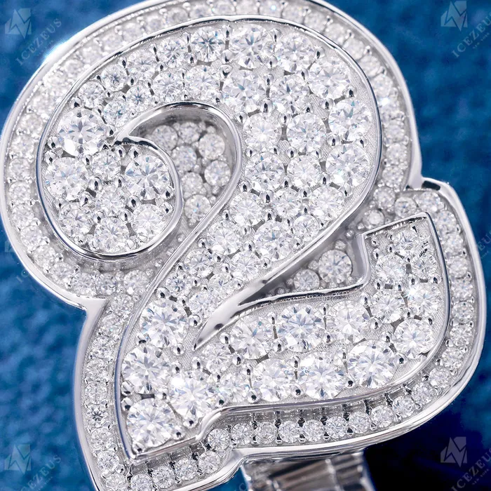 Custom Iced Out Number Bail Baguette Letter Pendant IceZeusShop Necklaces