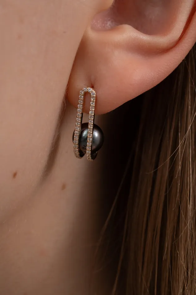 Double Lift Black Pearl Earring PRMAL Earrings Double Lift Black Pearl Earring PRMAL Earrings