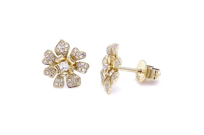 Earrings Albert Hern Earrings Flowers 14kt Gold Diamonds Earrings Albert Hern Earrings Flowers 14kt Gold Diamonds