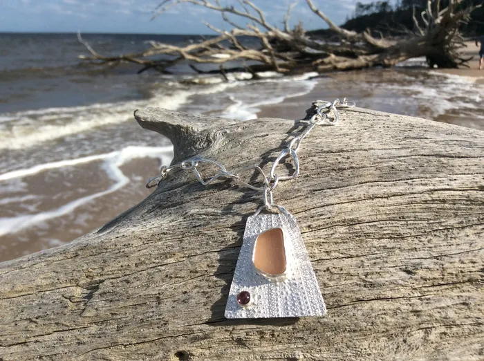 Shannon Russell Jewelry Necklaces Sea Urchin Sea Glass and Tourmaline Necklace