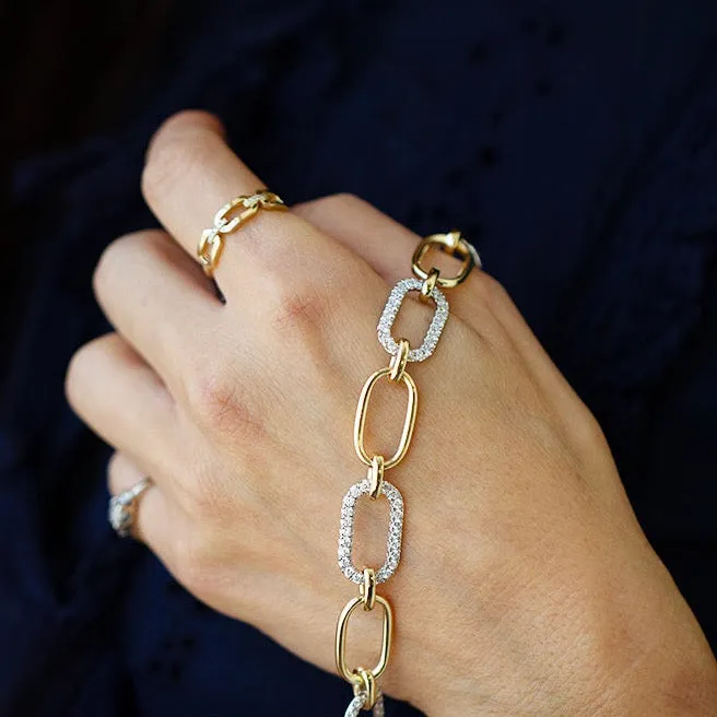 14kt Yellow Gold Hollow Tube Link Diamond Bracelet Gabriel Co Bracelets