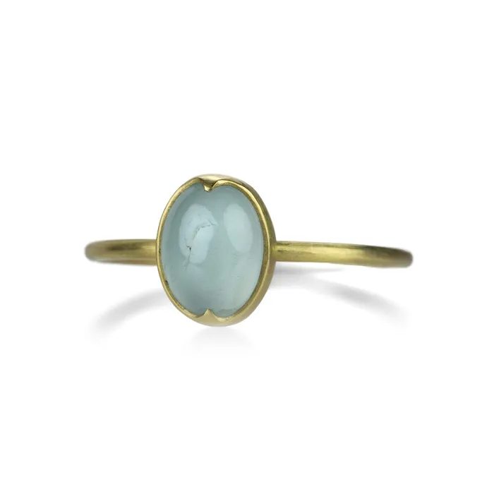 18k Oval Blue Aquamarine Ring Gabriella Kiss Rings