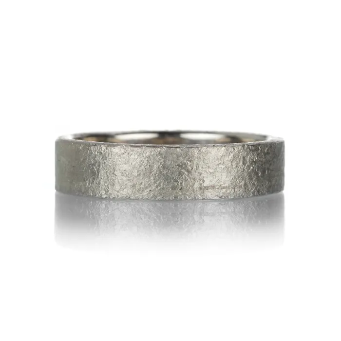 Edward Burrowes Rings 5mm 18k Palladium Textured Band