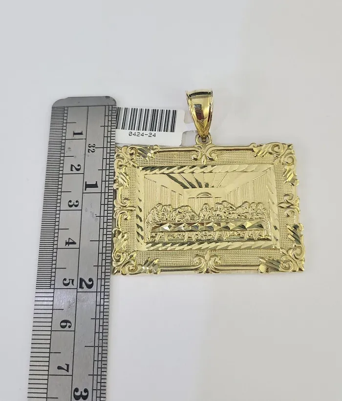 Gold and Diamond Necklaces Real 10k Rope Chain Last Supper Charm Set 8mm 2030 Inch Necklace Gold
