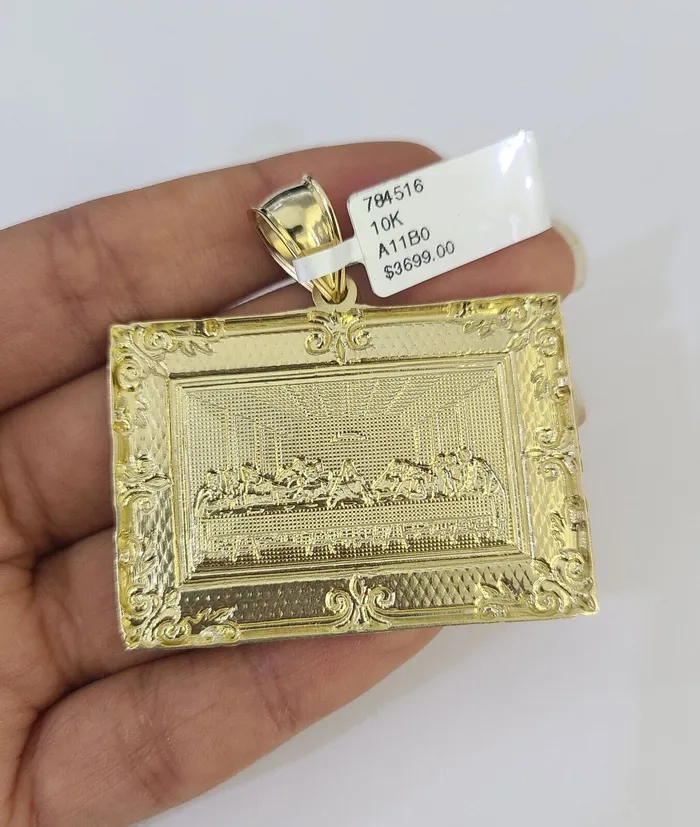 Gold and Diamond Necklaces Real 10k Rope Chain Last Supper Charm Set 8mm 2030 Inch Necklace Gold