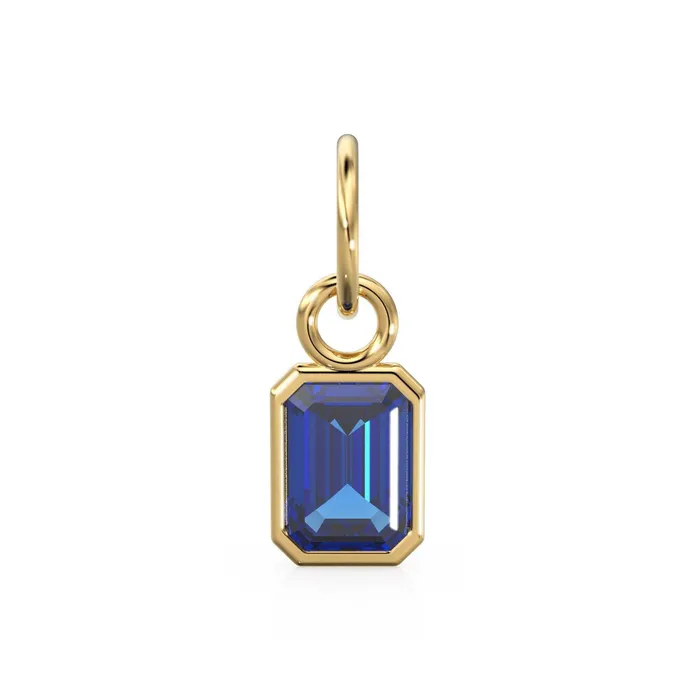 Jalvi Co PreStyled Sets Blue Sapphire Emerald Cut Solid Gold Charm Blue Gemstone Handmade Gold Pendant 14k Solid Yellow Gold September Jewelry Making Findings