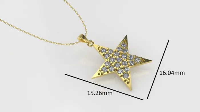 Necklaces Jcm 21 jewelry 14K Gold Pendant with 21 Diamonds STT Prong Only Pendant Star Style