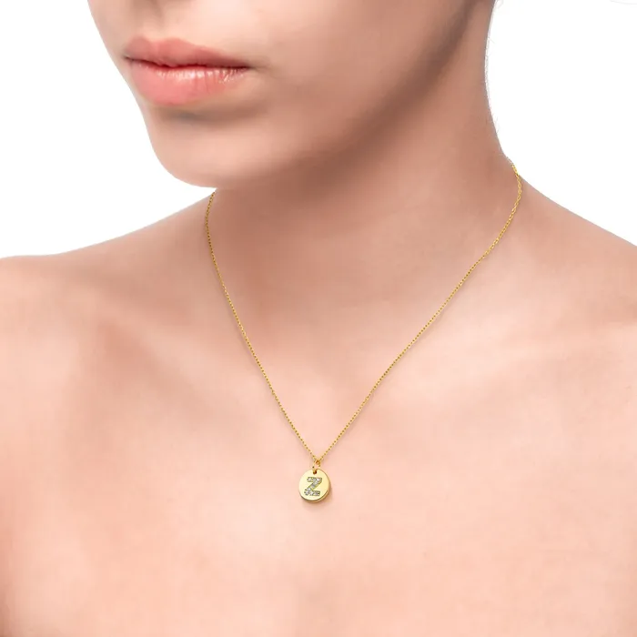 Necklaces Spirito Rosa Magna Z Letter Necklace White CZ 18K Gold Plated 925 Silver