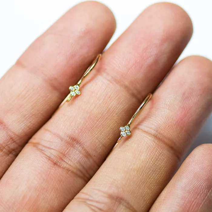 PreStyled Sets Jalvi Co Brilliant Diamond Earwire 14k Solid Gold Finding Pair 15x330mm 20 GAUGE