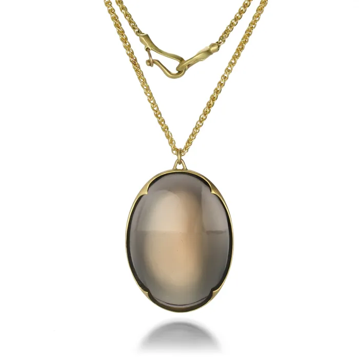 Smoky Quartz Lens Pendant Necklace Gabriella Kiss Necklaces