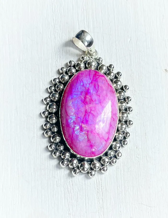 Sophiareneboutiquecom Necklaces Sterling Silver Magenta Moonstone Artisan Pendant Necklace