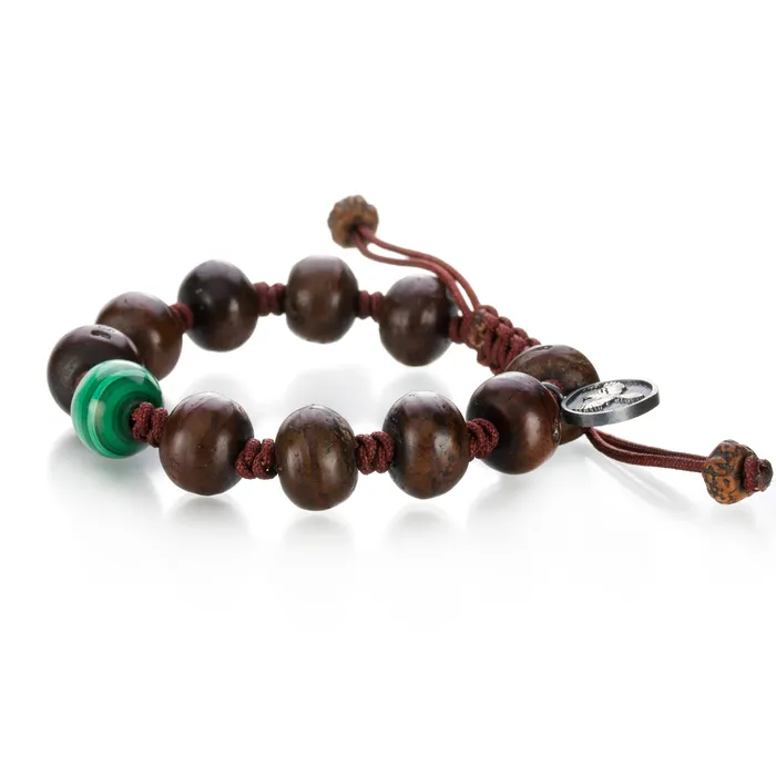 Tibetan Prayer Bead Bracelet wtih Malachite Joseph Brooks Bracelets