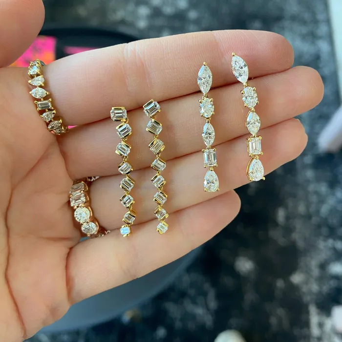 Alev Collection Earrings Five Diamond Drop Earrings