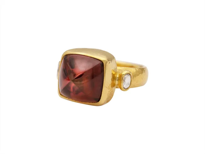GG GOLD OOAK Rings GURHAN Rune Gold Tourmaline Cocktail Ring 13mm Square