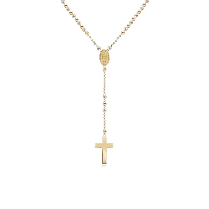Gold and Diamond Ball Rosary Necklace Alev Jewelry Necklaces