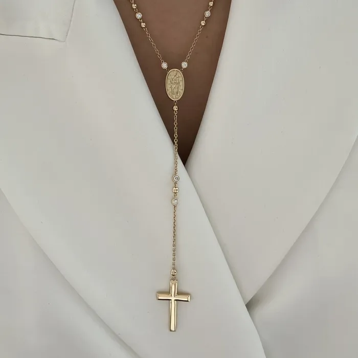 Gold and Diamond Ball Rosary Necklace Alev Jewelry Necklaces