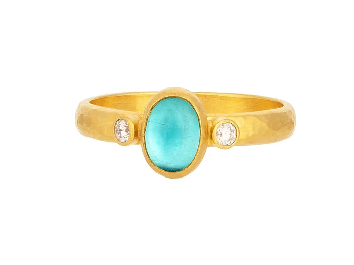 GURHAN Rune Gold Apatite Stacking Ring 7x5mm Oval GG GOLD OOAK Rings