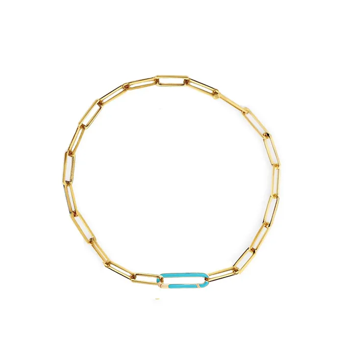 Large Enamel Clasp Paperclip Bracelet Alev Collection Bracelets
