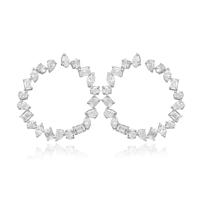 Large Multi Shape Diamond Round Swirl Earrings Alev Collection Earrings