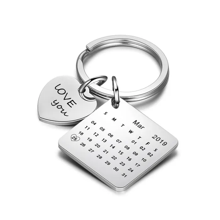 Necklaces Ashley Jewels Personalized Engraved Calendar Keychain