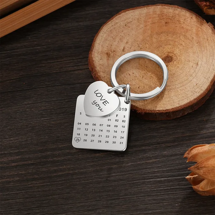 Necklaces Ashley Jewels Personalized Engraved Calendar Keychain