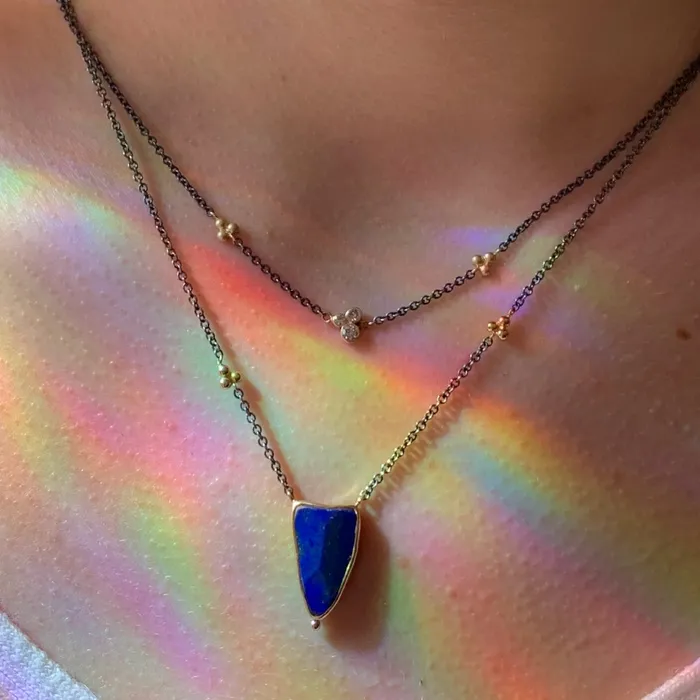 Necklaces Lapis shark tooth necklace in 14k gold and sterling silver Emily Amey Jewelry