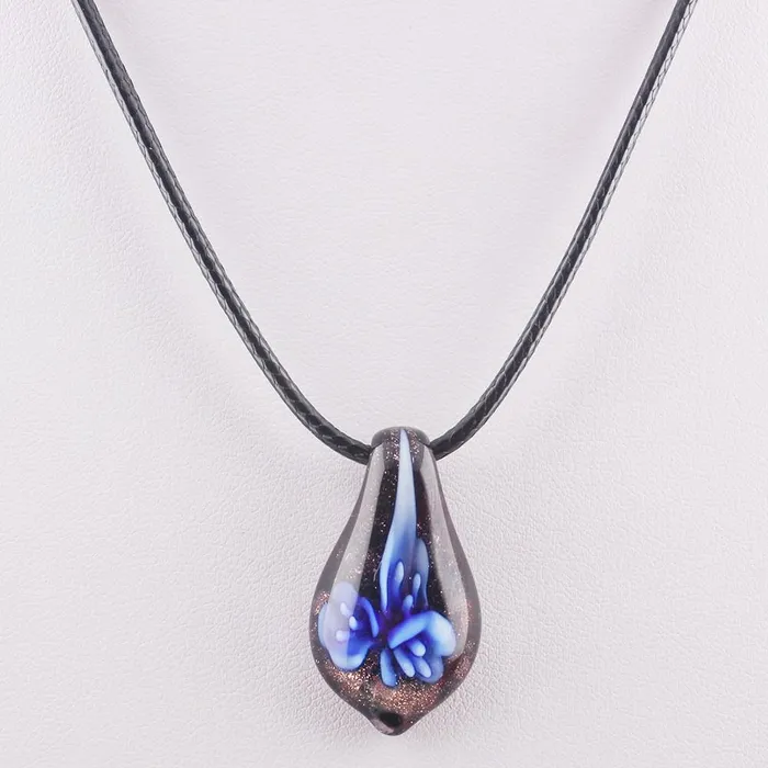 Necklaces sparklingselections Women Flower Lampwork Water Drop Shape Murano Glass Pendant Necklace Necklaces sparklingselections Women Flower Lampwork Water Drop Shape Murano Glass Pendant Necklace