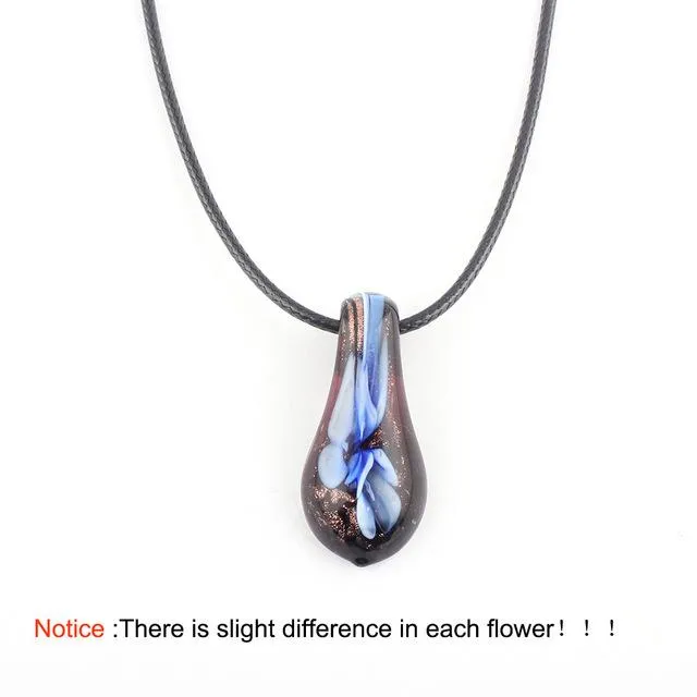 Necklaces sparklingselections Women Flower Lampwork Water Drop Shape Murano Glass Pendant Necklace Necklaces sparklingselections Women Flower Lampwork Water Drop Shape Murano Glass Pendant Necklace