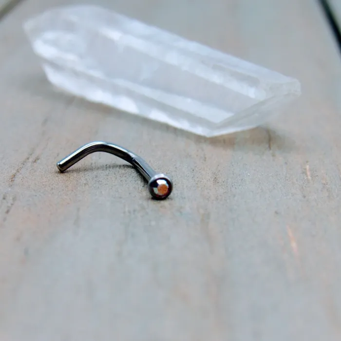SirenBodyJewelry Rings Titanium nose piercing stud 2mm aurora borealis gemstone ring hypoallergenic nostril screw