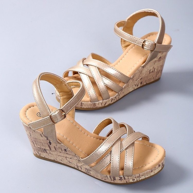 Femme Sandale Compenséee En Cuir  | Sandales Femme Femme